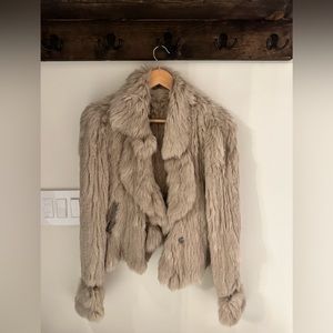 Taupe Rabbit Fur Jacket Size S-M- Never Worn